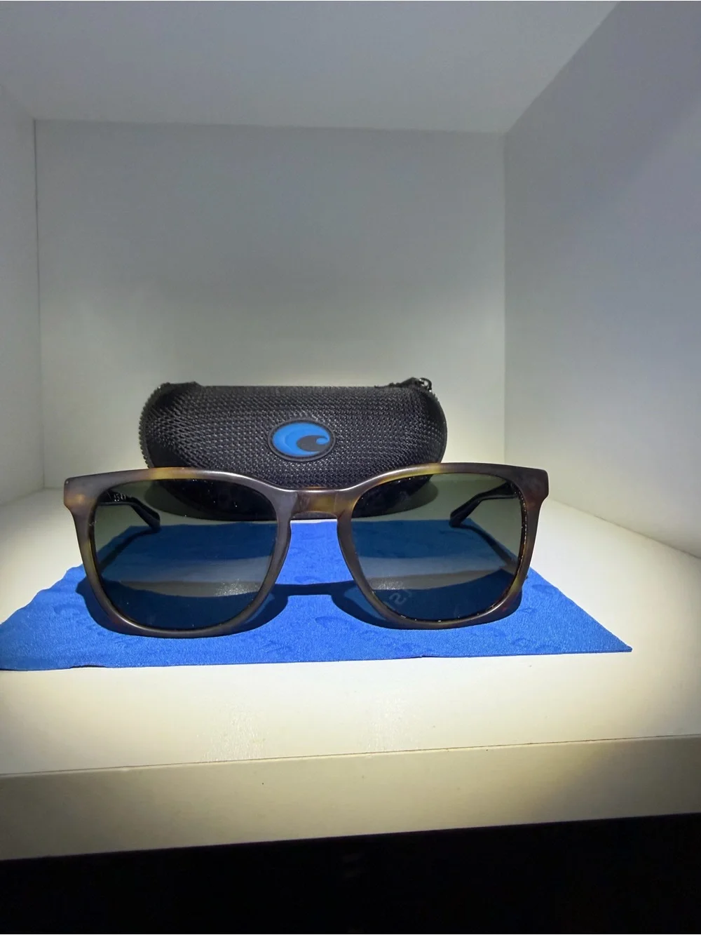 Costa Tortoise Frame Sunglasses with Blue Lenses